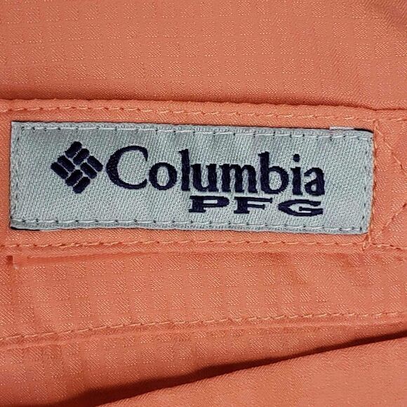 Columbia Shirt Mens PFG Omni-Shade SS Button Down Medium M Orange - Picture 9 of 12